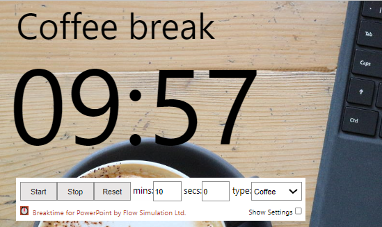 Screenshot of Breaktime PowerPoint add-in